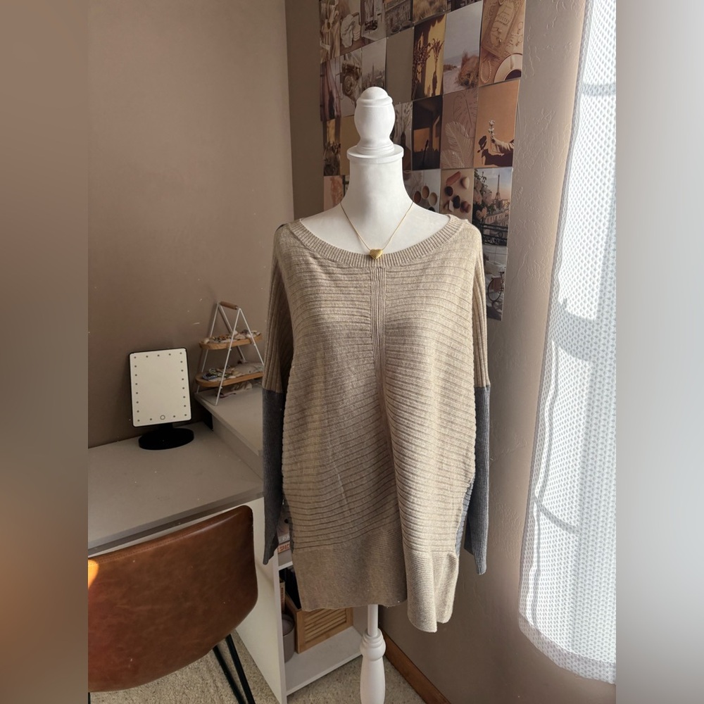 BKE Color Block Ribbed Pullover Tunic Sweater size medium